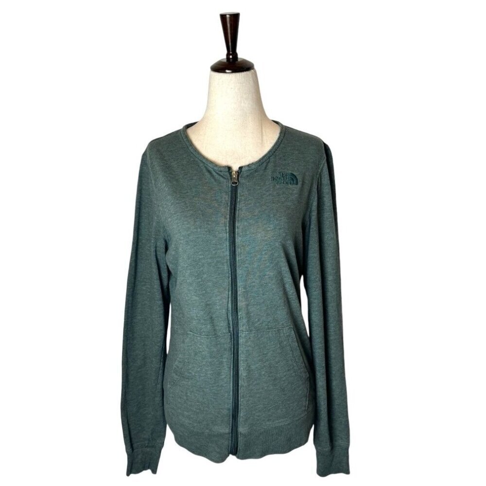 The North Face Jacket Women Medium Green Crew Neck Full Zip Classic Fit Gorpcore